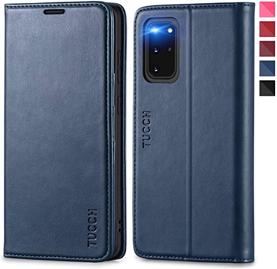 TUCCH Galaxy S20  Case, S20 Plus Case, Galaxy Wallet Case with PU Leather   TPU Inner Kickstand Card Holder RFID Blocking, Folio Cover Case Compatible with Galaxy S20  (6.7" 2020) - Dark Blue