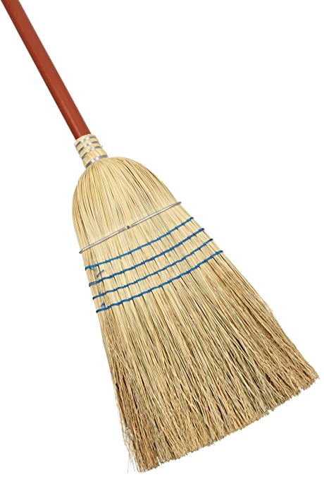 Rubbermaid Commercial Corn Fiber Warehouse Broom, Stained/LacqueRed Wood Handle, 12-Inch Head Width, Blue (FG638300BLUE)