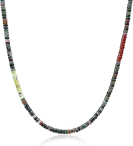 COAI Bohemian Necklace Heishi Stone Beaded Necklace for Men, Men's Crystal Necklace 20-26"