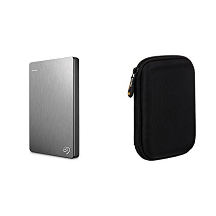 Seagate Backup Plus Slim 2TB Portable External Hard Drive USB 3.0, Silver (STDR2000101)   AmazonBasics External Hard Drive Case