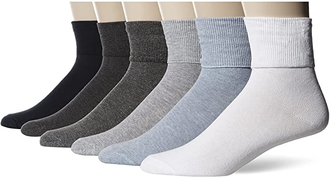 Amazon Essentials Women's 6-Pack Turn Cuff Socks