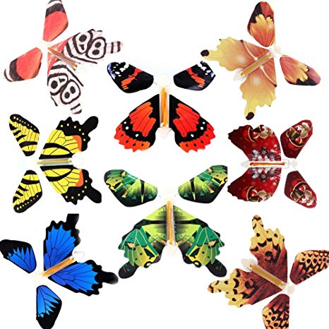 Magic Flying Butterfly Flies From Cards Letters Books Gifts and Flowers Surprise 8 Pcs Set