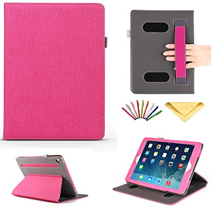 iPad 9.7 Inch Case 2018 2017 (iPad 5th/6th Gen), iPad Pro 9.7 2016/iPad Air 1/Air 2 Cover, Uliking Smart Stand PU Leather Auto Sleep/Wake Cover with Pencil Holder Card Pocket [Hand Strap/Grip], Rose