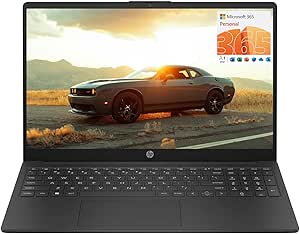 HP 15.6" Portable Laptop (Include 1 Year Microsoft 365), HD Display, Intel Quad-Core N200 Processor, 16GB RAM, 128GB Storage, Wi-Fi 6, Webcam, HDMI, Numeric Keypad, Windows 11 Home, Black