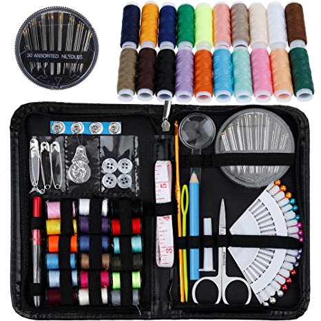 Rovtop Sewing Kit- Over 140 Premium Sewing Supplies – Includes 38 Spools of Thread and 1 pack of sewing needles (Count 30), Practical Mini Travel sewing kit, Beginners Sewing Kit, Emergency Sewing Kit