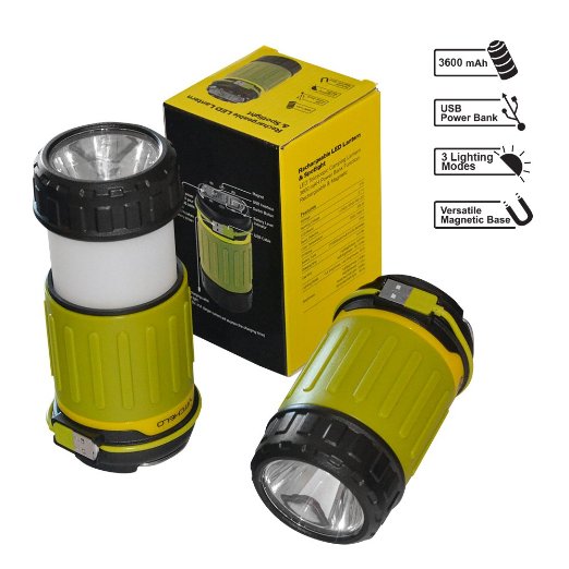 Compact LED Camping Lantern Rechargeable Flashlight Combo - Perfect Tent Lantern w/ LED Lights - Lightweight Camping Lamp, Portable & Collapsible - Swiss Army Knife of Camping Lights