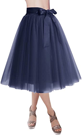 DRESSTELLS Knee Length Tulle Skirt Tutu Skirt Evening Party Gown Prom Formal Skirts