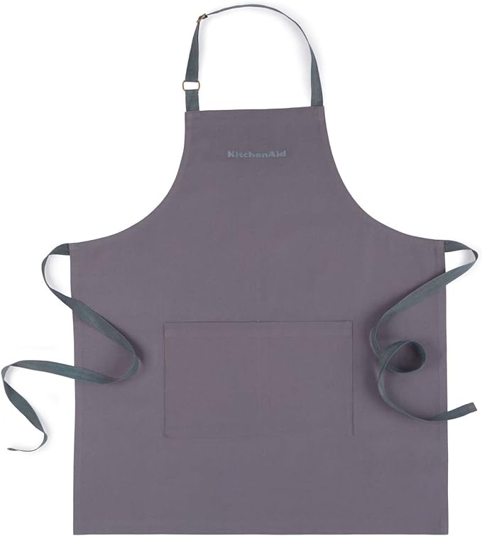 KitchenAid Solid Apron Single Pack, Charcoal Grey, 32"x28"