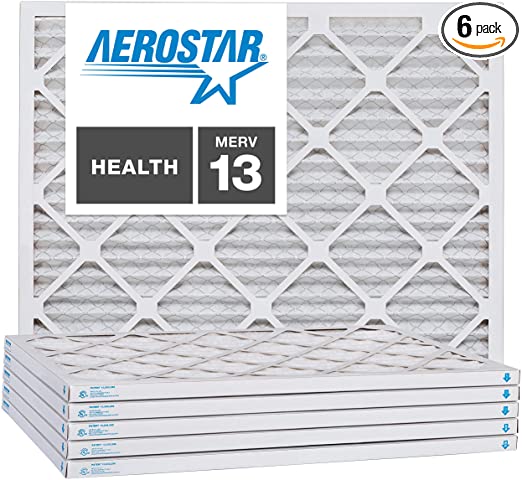 Aerostar 12x18x1 MERV 13, Pleated Air Filter, 12x18x1, Box of 6, Made in The USA