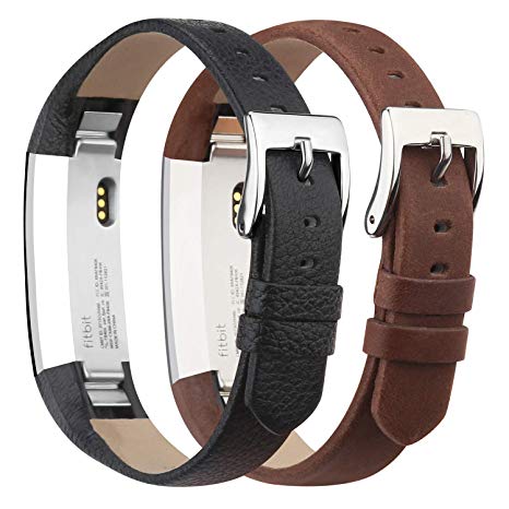 iGK Genuine Leather Replacement Compatible for Fitbit Alta Band and Fitbit Alta HR Bands, Leather Wristbands Straps for Women Men