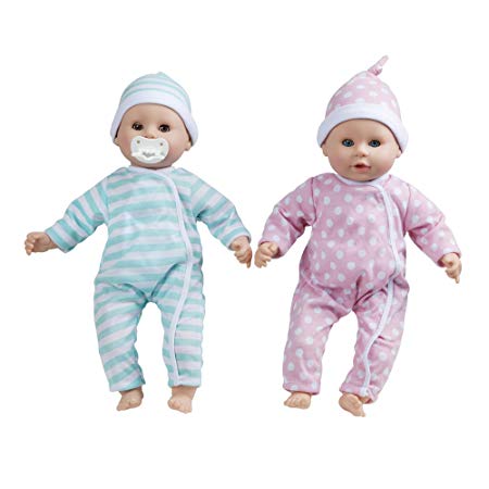 Melissa & Doug Mine to Love Twins Luke & Lucy 15â€ Light Skin-Tone Boy & Girl Baby Dolls with Rompers, Caps, Pacifiers, Multicolor