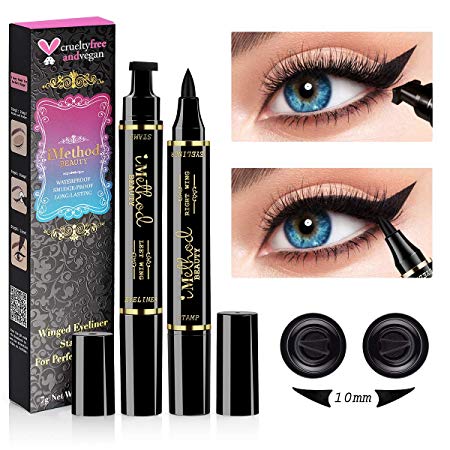 iMethod Wing Eyeliner Stamp - 2 Packs Left & Right Dual Ended Liquid Winged Eye Liner Pen, Perfect Winged Cat Eye Look, Waterproof, Smudgeproof and Sweatproof, Vamp Style Wing, No Dipping Required