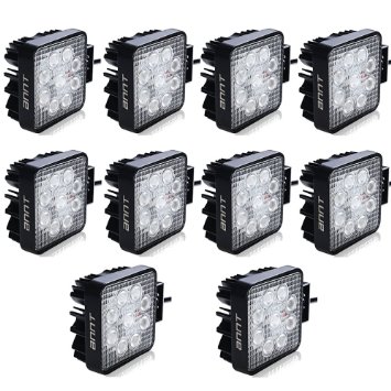 ANNT Led Flood Light 27w Square 4x4 24volt Fishing Boat Lighting Tractor 12V 10 Pack 27W Square Flood Beam