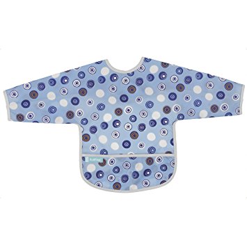 Kushies Cleanbib Waterproof Bib with Sleeves, 2-4 Years, Blue Crazy Circles 2