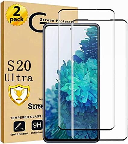 OttarScreen Galaxy S20 Ultra Screen Protector, 2 Pack Tempered Glass Screen Protector, Compatible Fingerprint, Easy Installation, 3D Glass 9H Hardness Tempered Glass Screen Protector for Samsung Galaxy S20 Ultra 5G【2 Pack】