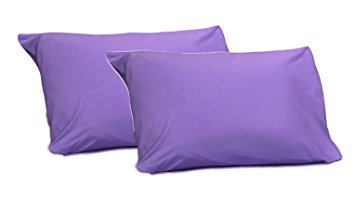 100% Jersey Knit Cotton, 2 Standard Pillow Case Purple