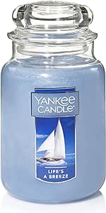 Yankee Candle Life’s A Breeze Scented, Classic 22oz Large Jar Single Wick Candle, Over 110 Hours of Burn Time