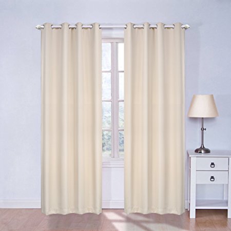Blackout Curtains 96 Inches Long for Bedroom, Living Room, Blackout Blinds, Grommet Window Curtains Thermal Insulated-Beige-W52 X L96 Inch-2 Panels by Cozymoda