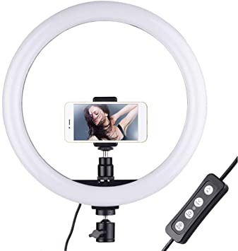 Docooler 12inch Ring Light with Phone Holder Dimmable 3-Color Streaming Light for Vlogging YouTube Video Shooting Make-up, UK Plug