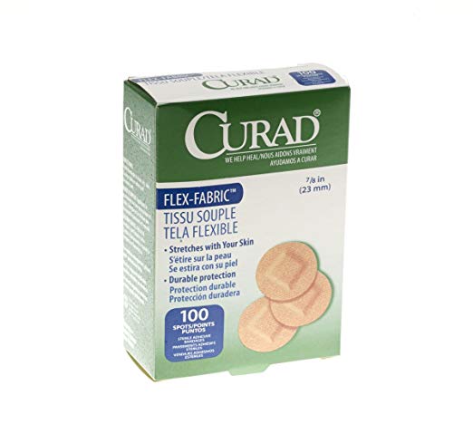 Curad Flex Fabric Spot Adhesive Bandages, Bandage Dimension is 7/8" (Box of 100)