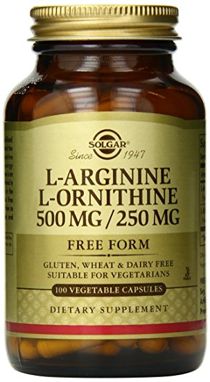 Solgar L-Arginine/L-Ornithine Vegetable Capsules, 500/250 mg, 100 Count