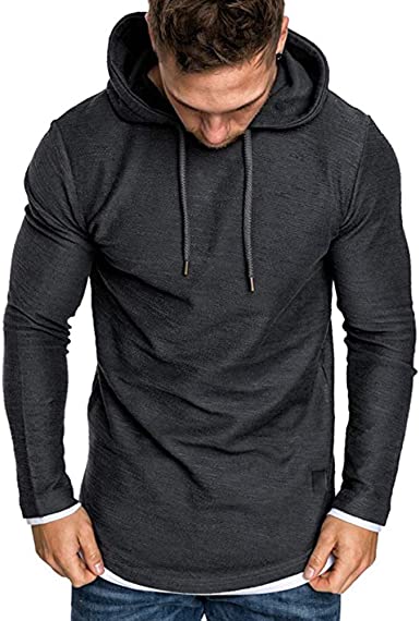 Ekaliy Mens Fashion Short Sleeve Shirts Casual Solid Color Slim Fit Pullover Ripped Athletic Hoodies