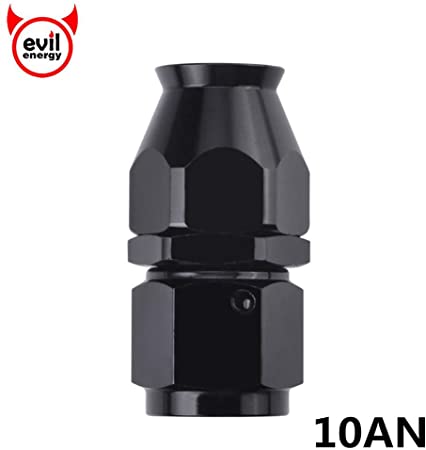 EVIL ENERGY AN10 10AN Straight PTFE E85 Hose End Only for PTFE Oil Fuel Line Fitting Adapter Black