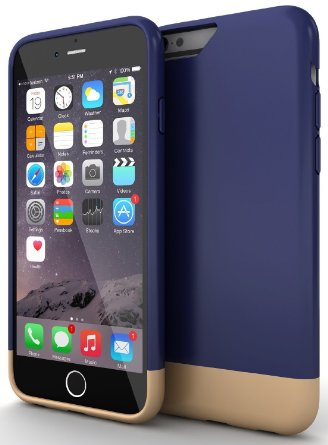 iPhone 6 Plus Case: Stalion® Slider Series Matte-UV Textured Sliding Style Protective Slim Hard Case for Apple iPhone 6s Plus & iPhone 6 Plus (5.5"Inch)(Suit Blue/ Gold)
