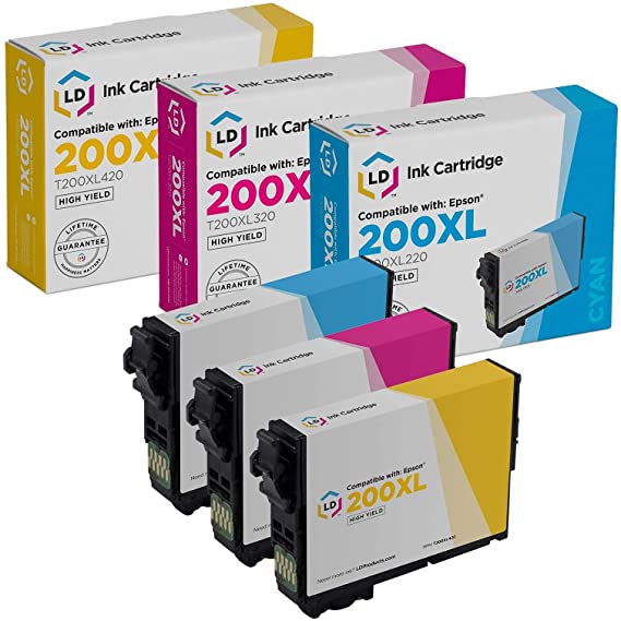 LD Remanufactured Ink Cartridge Replacements for Epson 200 200XL High Yield (Cyan, Magenta, Yellow, 3-Pack)