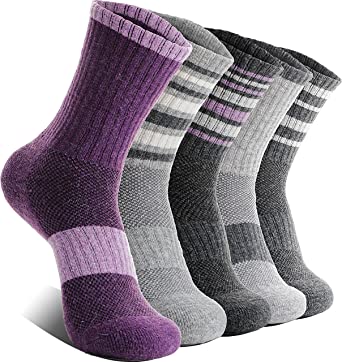 EBMORE Womens Merino Wool Hiking Socks Thermal Warm Winter Boot Crew Cushion Work Gift Socks 5 Pairs