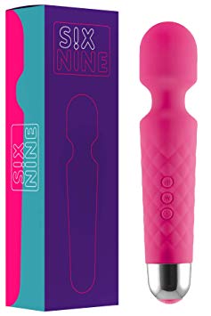 Rechargeable Wand Massager Handheld - Cordless - 8 Powerful Speeds & 20 Vibration Patterns - Travel Bag Included (Pink)