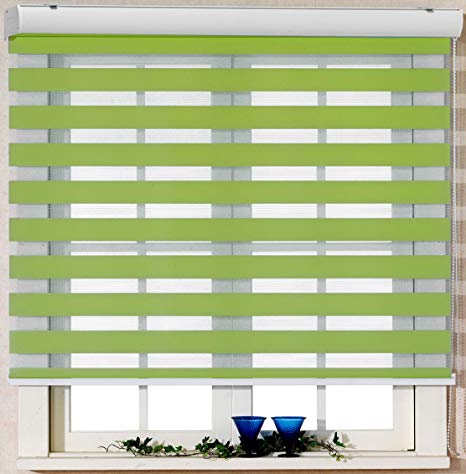 Foiresoft Custom Cut to Size, [Winsharp Basic, Green, W 51 x H 64 inch] Zebra Roller Blinds, Dual Layer Shades, Sheer or Privacy Light Control, Day and Night Window Drapes, 20 to 103 inch Wide