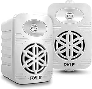 Pyle Indoor Outdoor Speakers Pair - 300 Watt Dual Waterproof 4” 2-Way Full Range Speaker System w/ 1/2” High Compliance Polymer Tweeter - in-Home, Boat, Marine, Deck, Patio, Poolside (White)