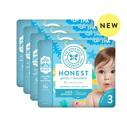 The Honest Company Baby Diapers with Trueabsorb Technology, Yellow Submarines, Size 3, 108 Count