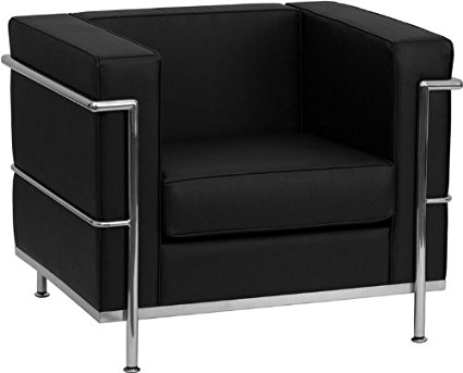 Flash Furniture HERCULES Regal Series Contemporary Black Leather Chair with Encasing Frame