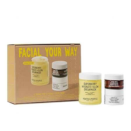 Youth To The People Facial Your Way Kit - Full Size Hydrating Dream Mask (2oz), Travel Size Detoxifying Power Mask (0.5oz)   Exfoliating Energy Facial (0.5oz) - Three Product Skincare Gift Set