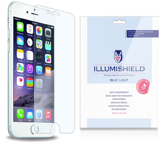 iLLumiShield - Apple iPhone 6 Plus Screen Protector 5.5"   (HD) Blue Light UV Filter / Premium High Definition Clear Film / Reduces Eye Fatigue and Eye Strain - Anti- Fingerprint / Anti-Bubble / Anti-Bacterial Shield - Comes With Free LifeTime Replacement Warranty - [2-Pack] Retail Packaging