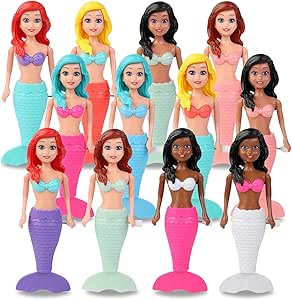 Mermaid Bath Toys for Toddlers Kids Girls - Princess Wind Up Tail Flap Floating Water BathTub Toys, Swimming Pool Bathing Time Fun (12 Pack)