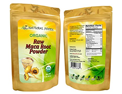 USDA Certified Organic Maca Root Powder - Non-GMO, Red, Yellow & Black Blend, Raw, Pure, Pesticide-free (1 lb)