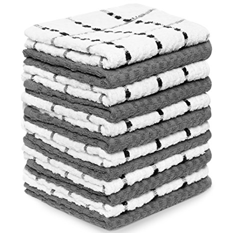 Royal Kitchen Towels, 12 Pack - 100% Soft Cotton -15" x 25" - Dobby Weave -Great for Cooking in Kitchen and Household Cleaning (12-Pack Cotton)