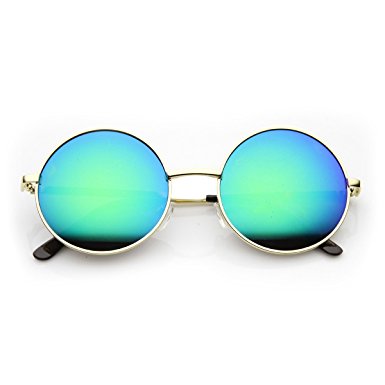 zeroUV - Round Large Lennon Style Flash Mirror Festival Sunglasses