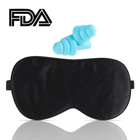 Sleep Eye mask & Blindfold for Woman and Man with Ear Plugs 100% Silk Sleeping Eyewear Masks Travel