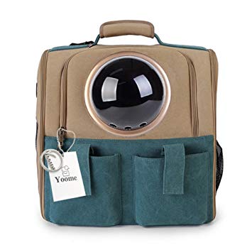 Yoome Large Space Capsule Backpack Breathable Pet Carrier Portable Cat Dog Puppy Travel Bag,Pet Canvas Bubble Backpack Airline Approved