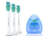 Value Pack Philips Sonicare HX6013 Proresults Toothbrush Head Standard 3 Pack and Maxfloss Dental Floss