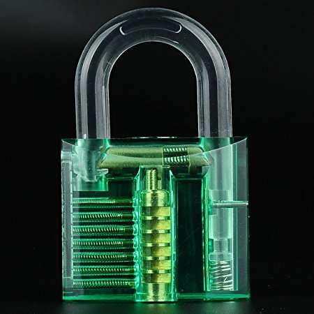 Locksporter Clear Padlock for Demonstration and Practice Educational Toys Color Green