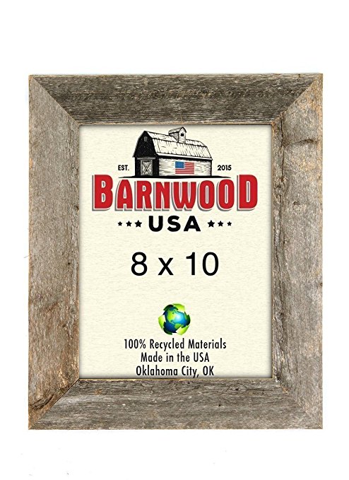 BarnwoodUSA Rustic 8x10 Inch Picture Frame 1 5/8 Inch Wide - 100% Reclaimed Wood, Weathered Gray