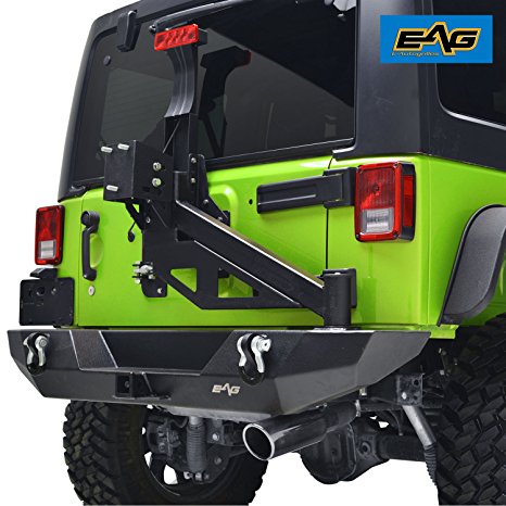 EAG Rear Bumper W/ Tire Carrier W/ Linkage and Third Brake Light Bracket for 07-17 Jeep Wrangler JK