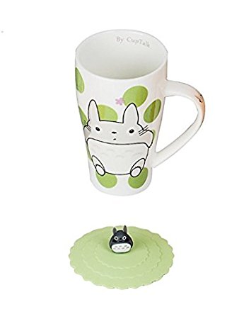 Totoro Mug With Silicone Lid (Color Green Dot)