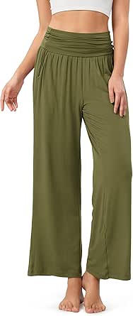 ODODOS Women's Wide Leg Palazzo Lounge Pants with Pockets Light Weight Loose Comfy Casual Pajama Pants-26/28/30"/32" Inseam