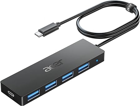 Acer USB C Hub 4 Ports, Multiple USB 3.1 Hub, USB C Splitter for Laptop with USB C Power Port, USB Extender for C Port Laptop, iMac Pro, MacBook Pro, iPad. Windows, Linux, Acer PC, and More(4ft)